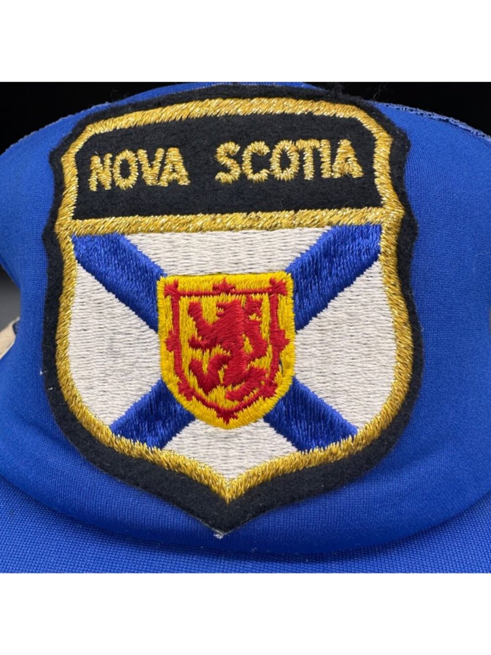 Vintage Three Stripe Snapback Hat Nova Scotia Trucker Cap Embroidered Patch Blue - Picture 8 of 12